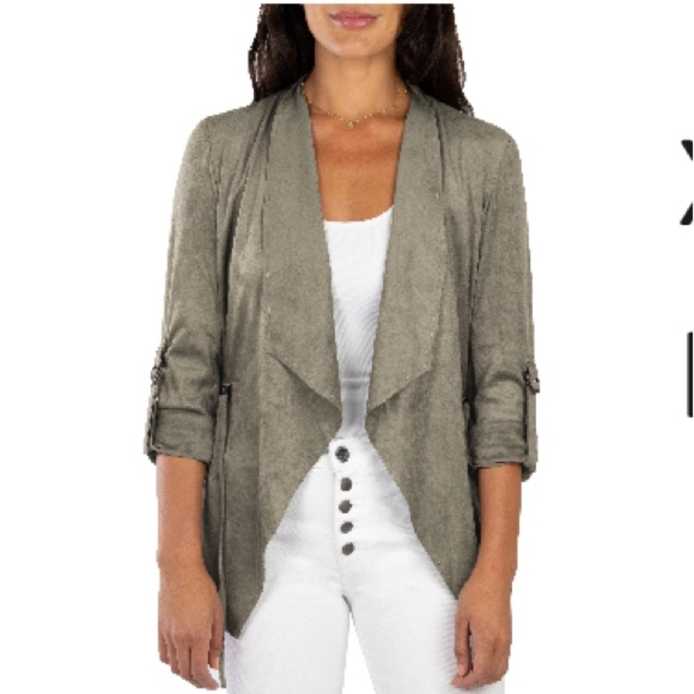 Kut From The Kloth Olive Faux Suede Draped Jacket XL